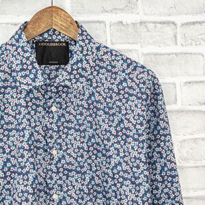 FAVOURBROOK Men's Blue Floral Button up Shirt Cotton Size 17 fit XL